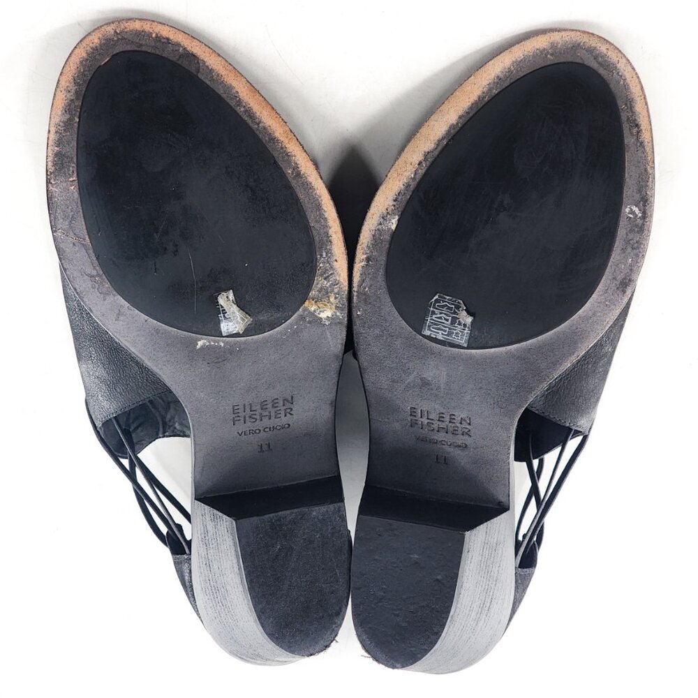 EILEEN FISHER Nikki Peep Toe Sandal Black - Picture 13 of 15